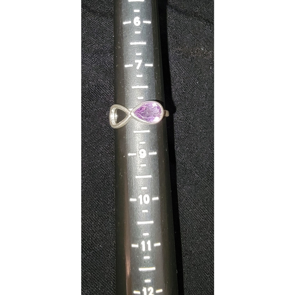 925 Sterling Silver Amethyst Infinity Ring Size 7.5 Purple Gemstone Ring
